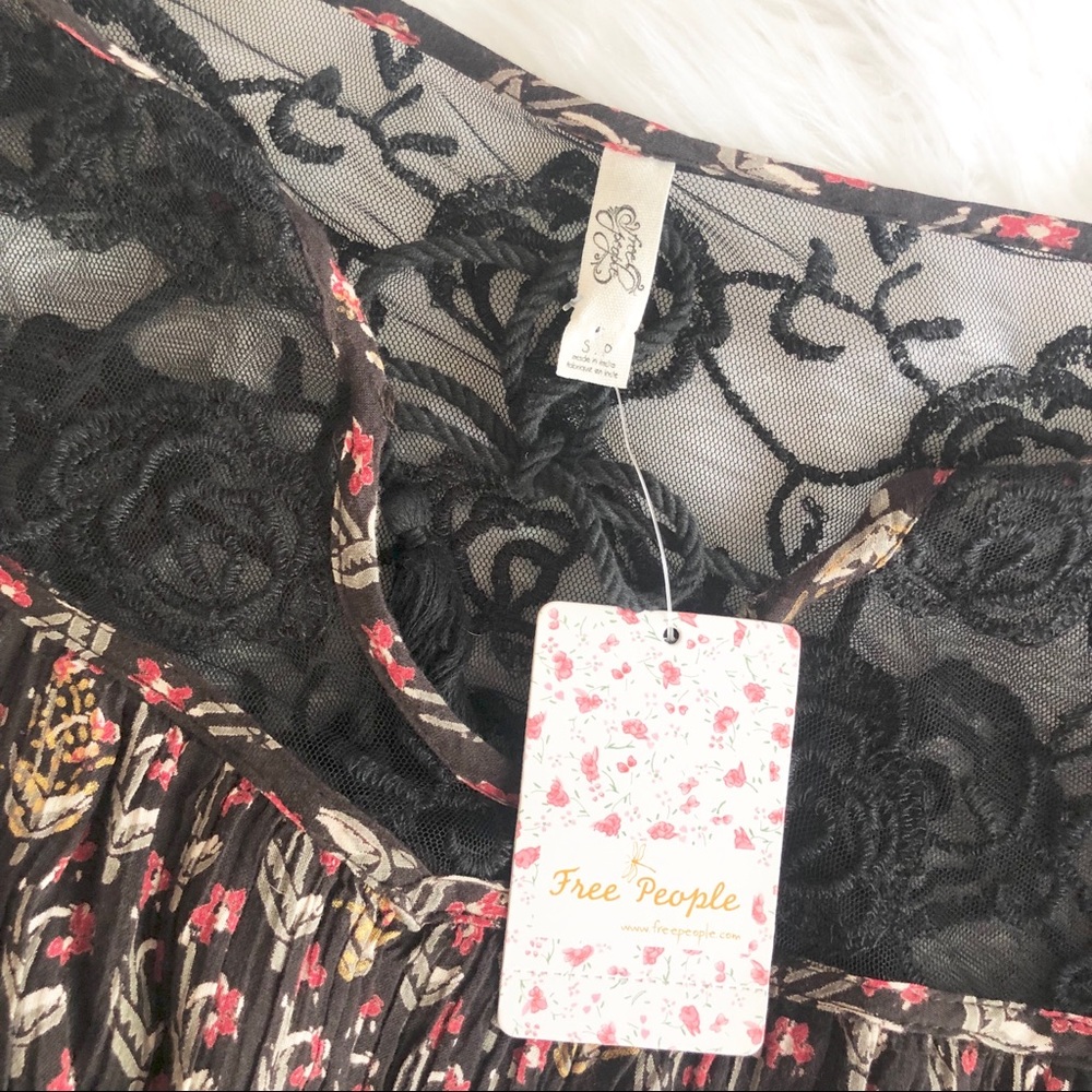 Free People || Black with Lace Nomad Child Casual Dress - Picture 7 of 8